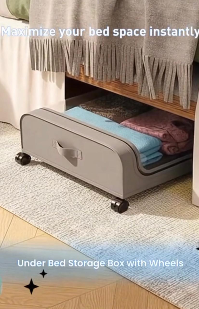 Underbed Rolling Storage Box Large Portable Foldable Wheeled Dustproof Home Space Saving for Travel Clothes Mobile Organizer