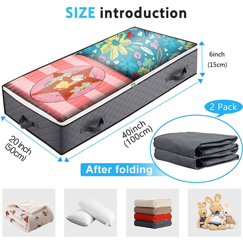 Foldable Under Bed Bags Large Under Bed Storage Boxes Thick Underbed Clothes Storage Bags Zippered Containers Closet Organizer